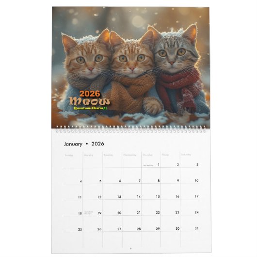 Cat Calendar - Meow カレンダー (1月 2026)