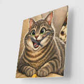 Cat caricature スクエア壁時計 (傾斜)