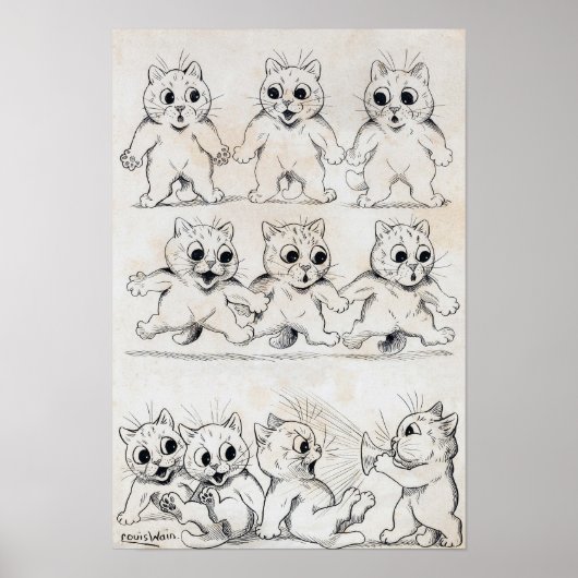Cat Cartoon, Louis Wain ポスター (正面)