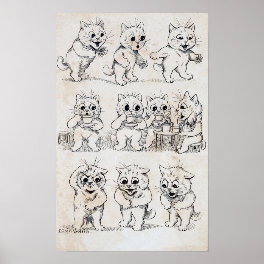 Cat Cartoon, Louis Wain ポスター (正面)