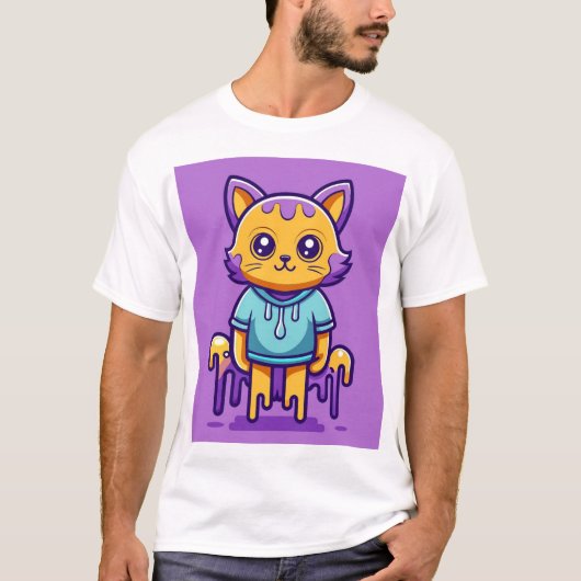 cat cartoon tシャツ (正面)
