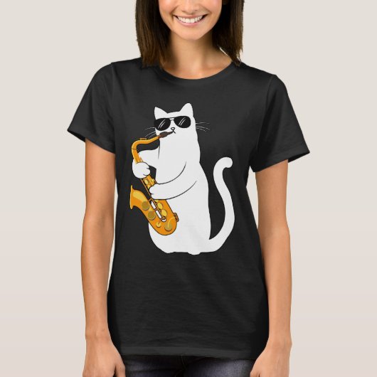 Cat  Cat Saxophone Tee  Cat Sax Tシャツ (正面)