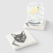 Cat Charcoal ストーンコースター (横)
