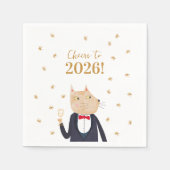 Cat Cheers to 2026 New Year スタンダードカクテルナプキン (正面)