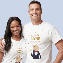 Cat Cheers to 2026 New Year Personalized Tシャツ