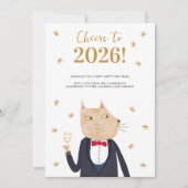 Cat Cheers to 2026 Personalized New Year Card (正面)