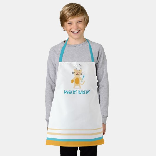 Cat Chef Apron for Kids エプロン (着用した状態)