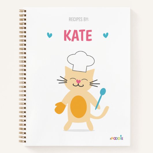 Cat Chef Personalized Kids Recipe ノートブック (正面)