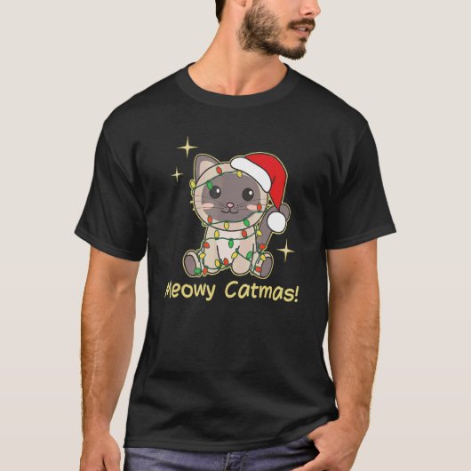 Cat Christmas Animals Cute Cats Meowy Catmas Tシャツ (正面)