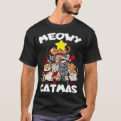 Cat Christmas Cat Tree Meowy Catmas Tシャツ (正面)