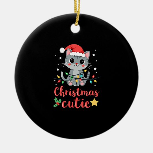 Cat Christmas Cutie Cats Christmas T-Shirt for Men セラミックオーナメント (正面)