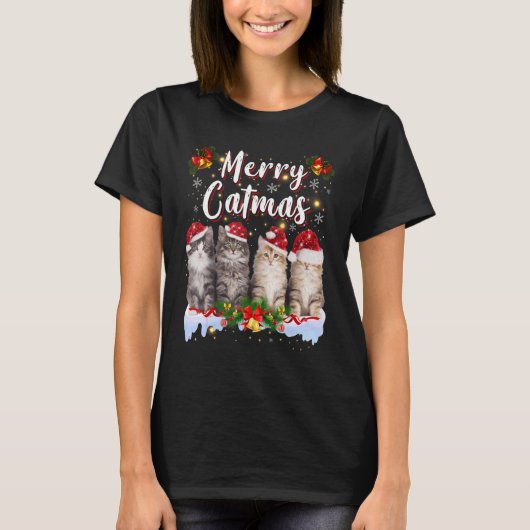 Cat Christmas Family Matching Merry Catmas Pajamas Tシャツ (正面)