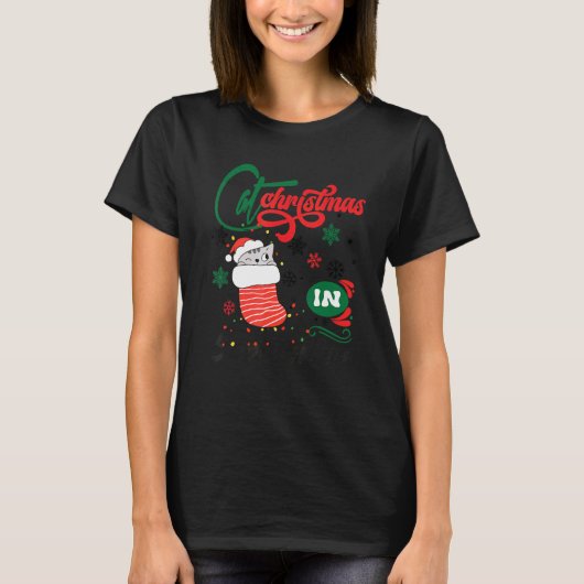 Cat Christmas in september awesome for family Tシャツ (正面)
