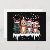 Cat Christmas Light Reindeer Santa Cat Lover シーズンポストカード (正面/裏面)