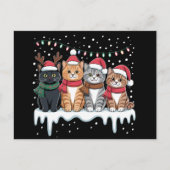 Cat Christmas Light Reindeer Santa Cat Lover シーズンポストカード (正面)