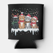 Cat Christmas Light Reindeer Santa Cat Lover 缶クーラー (正面)