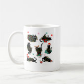Cat Christmas Light Reindeer Santa Christmas Cat L コーヒーマグカップ (左)
