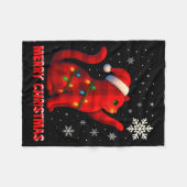 Cat Christmas Light Reindeer Santa Christmas Cat L フリースブランケット (正面(横))