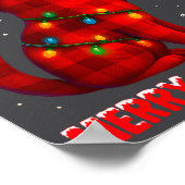 Cat Christmas Light Reindeer Santa Christmas Cat L ポスター (角)