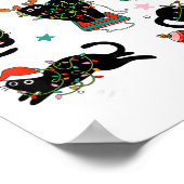 Cat Christmas Light Reindeer Santa Christmas Cat L ポスター (角)