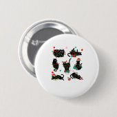 Cat Christmas Light Reindeer Santa Christmas Cat L 缶バッジ (正面&裏面)