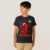 Cat Christmas Light Reindeer Santa Christmas Cat L Tシャツ (正面フル)