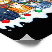 Cat Christmas Light Reindeer Santa Christmas Funny ポスター (角)