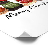 Cat Christmas Light Reindeer Santa Meowy Christmas ポスター (角)