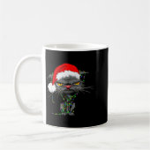 Cat Christmas Lights Bored Cat Santa Hat Funny Cat コーヒーマグカップ (左)