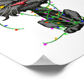 Cat Christmas Lights Bored Cat Santa Hat Funny Cat ポスター (角)