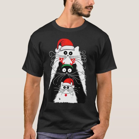 Cat Christmas Men Women Tシャツ (正面)