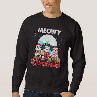 Cat Christmas Meowy Catmas Hat Santa Xmas Kids Gir スウェットシャツ