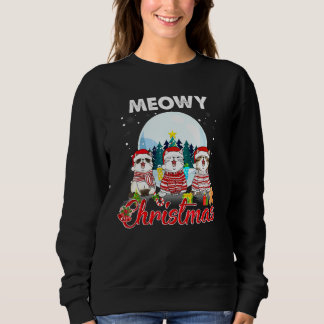 Cat Christmas Meowy Catmas Hat Santa Xmas Kids Gir スウェットシャツ