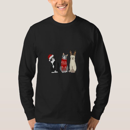Cat Christmas Meowy Merry Catmas Cat Tシャツ (正面)