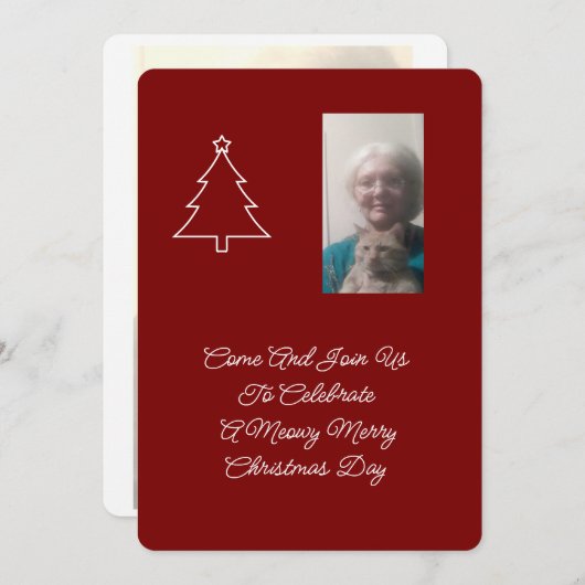 Cat Christmas Party Invitation 招待状 (正面/裏面)