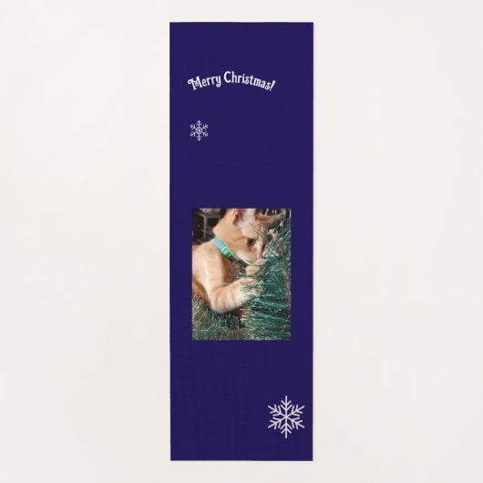Cat Christmas Photo text customize ヨガマット (正面)