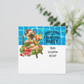 Cat Christmas Pool Party Invitation Card 招待状 (スタンド正面)