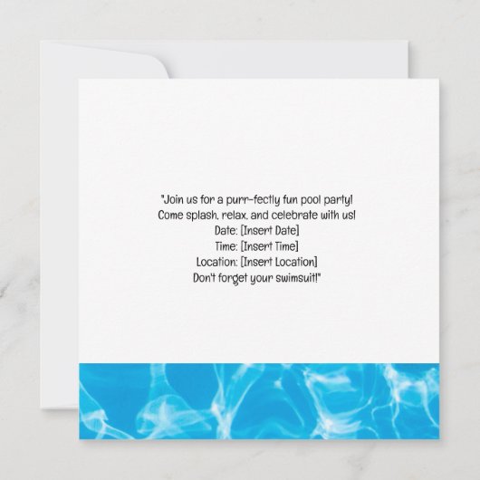 Cat Christmas Pool Party Invitation Card 招待状 (裏面)