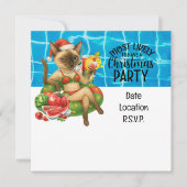 Cat Christmas Pool Party Invitation Card 招待状 (正面)