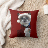 Cat Christmas Santa Maureen Girard Blue Eyes クッション (ブランケット)