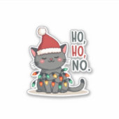 Cat Christmas Shirt Kids Funny Santa Cat Christmas シール (正面)