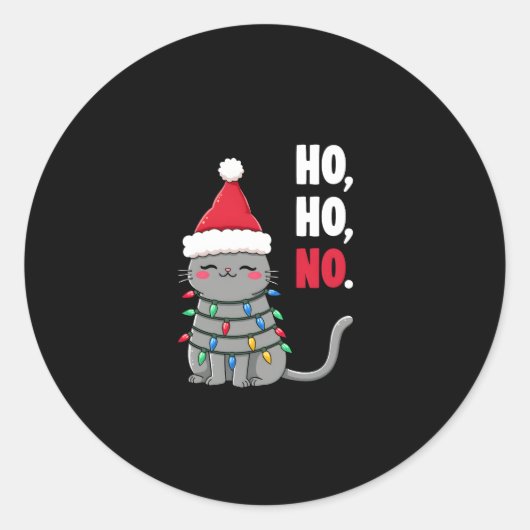 Cat Christmas Shirt Kids Funny Santa Cat Christmas ラウンドシール (正面)