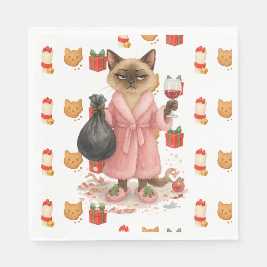 Cat Christmas themed for Siamese Cat Lovers スタンダードランチョンナプキン (正面)