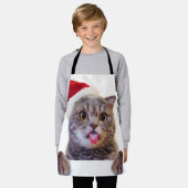 Cat Christmas Tongue エプロン (着用した状態)