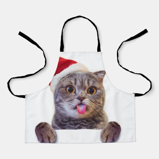 Cat Christmas Tongue エプロン (正面)