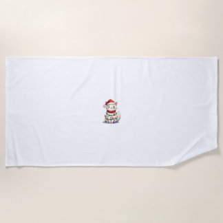 Cat Christmas Tree Christmas ビーチタオル