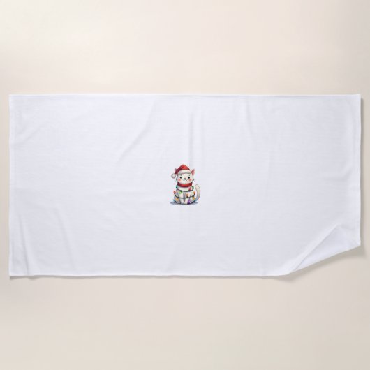 Cat Christmas Tree Christmas ビーチタオル (正面)