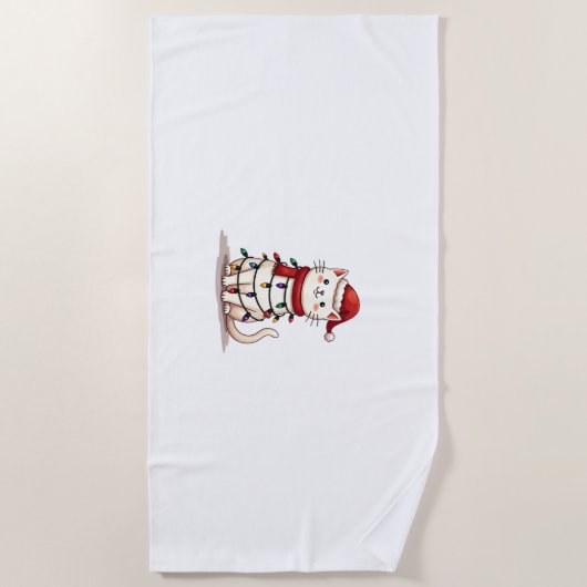 Cat Christmas Tree Christmas (2) ビーチタオル (正面)