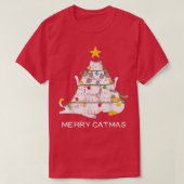 Cat Christmas Tree Merry Catmas Meow Christmas Cat Tシャツ (デザイン正面)
