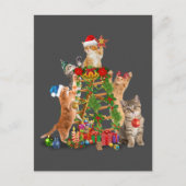 Cat Christmas Tree Ugly Christmas Cat Mom Cat Dad ポストカード (正面)